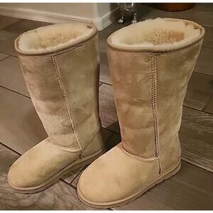 RARE New Zealand Made Suede Shearling Sheep Boots Platform US Sz 6.5
